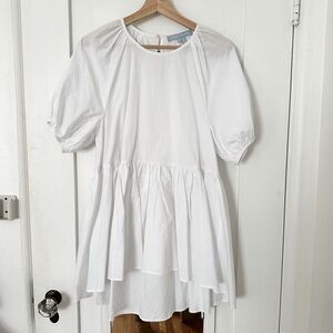 Hill House Sz XS Francesca White Oversized 100% Cotton Peplum Top